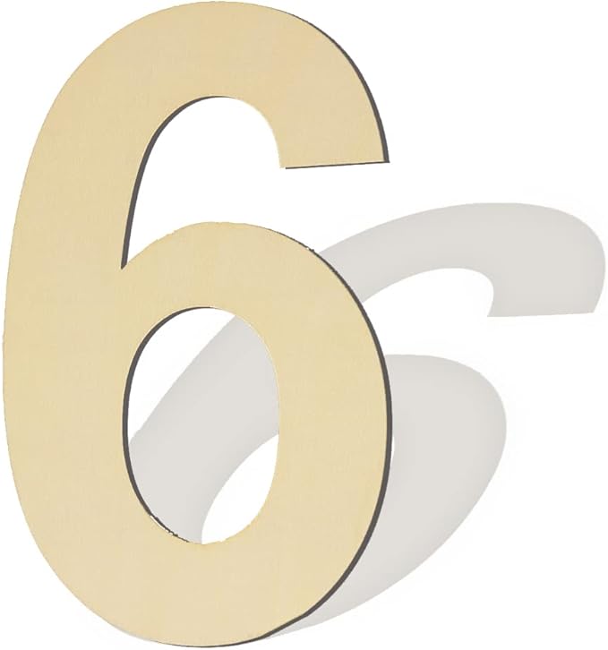 12 Inch Large Blank Wood Number 6 Unfinished Wood Slices Signs Board, Wooden Numbers for DIY Craft Projects, Birthday, Party, Wedding Decorations