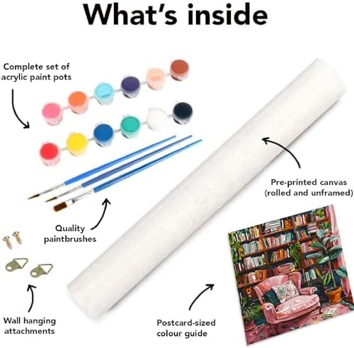 Clendo Pink Room Paint by Number for Adults Beginners, Study Room Adults Paint by Numbers Kits on Canvas, DIY Oil Painting Acrylic Paints for Home Wall Art Decor(16x20inch) - Image 7