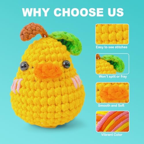 3 * 50g/1.76oz Yarn for Crocheting and Knitting, 3 * 60yds Beginner Yarn with Easy-to-See Stitches; Worsted-Weight Medium #4;Amigurumi-Friendly Crochet Kit(Violet+Yellow+Blushing Blue) - Image 3
