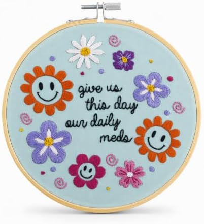 FUNATIC Give Us This Day Our Daily Meds Funny Embroidery Kit for Adults by FUNATIC