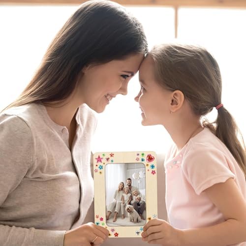 Lesnala 6 Pcs Unfinished Wood Picture Frame Crafts DIY Kits with Stickers - Image 3