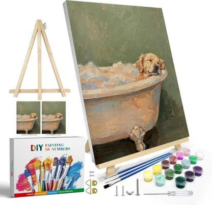 WUDWL Paint by Numbers Kit for Adults Framed Canvas, with Wooden Easel - Image 2