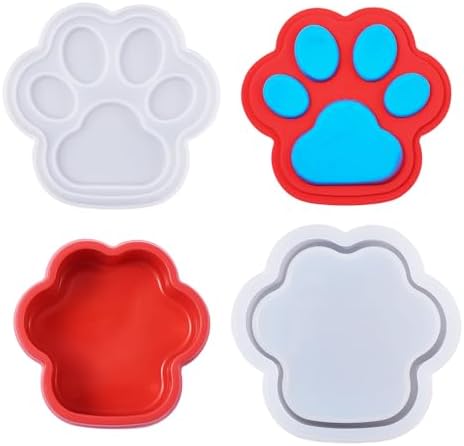 1Pcs Paw Print Silicone Molds Dog Cat Paw Shape Box Epoxy Mold DIY Casting Resin Storage Box Molds with Lid Dog Footprint Container Silicone Mold for DIY Makeup Jewelry Bead Trinket Storage - Image 7