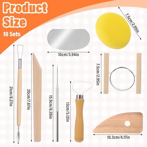 80 Pcs Pottery Tool Kit Sculpting Clay Tool Includes Clay Cutting Modeling Trimming with Wooden Handles Carving Kit for Beginners Carving Shaping - Image 2