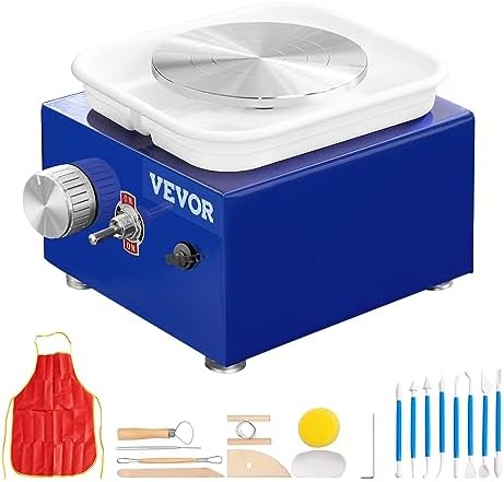 VEVOR Mini Pottery Wheel for Kids and Beginners, Complete Pottery Kit with 2 Turntables 2.6in/3.9in and 17 Accessories Tools, 0-300RPM Speed Adjustable, Craft Christmas Gifts for Kids Teens Adults by VEVOR