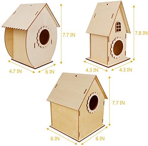 Glintoper Art Craft Wood Toys for Kids, 4 Pack DIY Bird House Kit Painting Puzzle DIY Wooden Assembly, Build and Paint Birdhouse, Include Paints & Brushes, Wooden Arts for Girls Boys Toddlers - Image 6