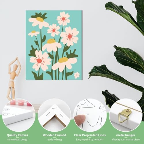 goldentime Framed Paint by Numbers for Adults and Kids Ages 8-12 - Easy to Paint by Number for Beginners, Flower Canvas Painting Kits Perfect for Gift Home Wall Decor 8 * 10inch - Image 3
