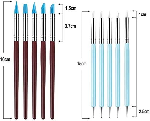 Silicone Clay Sculpting Tool - 10Pcs Modeling Dotting Tool for Pottery Craft, Rock, Nail, Blending, Drawing - Image 2