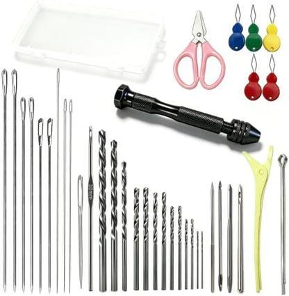 39PCS Professional Candle Making Kit with Soy Candle Wicks,Extra Long Big Hole Wicking Needle Hand Twist Drill Bits with Storage Bag,Mold Punch Set with Hook Eye for Inserting Candle&Mold Wicks by Nimozekd