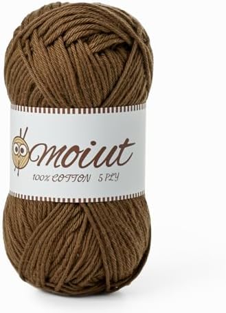 Cotton Yarn for Crocheting, Baby Yarn for Crocheting Soft, 131yds / 1.76oz Fluffy Amigurumi Crochet Yarn, 5 Ply 100% Milk Cotton Yarn for Puzzle、Socks、Clothes(Light Coffee) by OMoiut