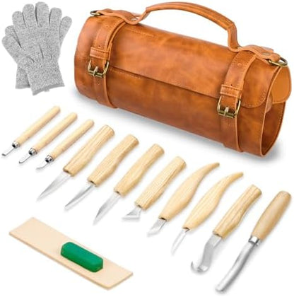 Wood Carving Kit Deluxe-Whittling Knife, Wood Carving Knife Set by TekchicDIYTools