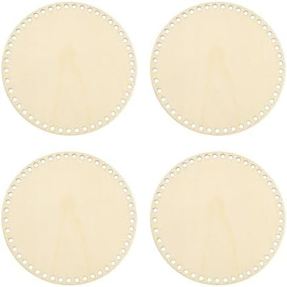 PATIKIL 8" Diameter Crochet Basket Bottom, 4Pcs Round Blank Crochet Knitting Wooden Base for DIY Craft Weaving Basket Making Supplies Home Decoration, Wood Color by PATIKIL