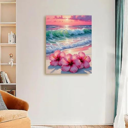 TCDZMYGS Stamped Cross Stitch Kits for Beginners-Flower Beach,12x16in - Image 2