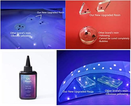 Newest Formula UV Resin Kit with Silicone Molds, Lamp, Coloring Inks, Open Back Bezels & Tapes, Tweezer, Holographic Glassine Glitter & Nacre Shell Pieces for Resin Jewelry Making, Resin Crafts DIY - Image 2