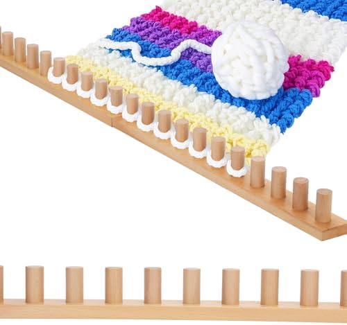 Sienson 48" Chunky Knitting Loom for Blanket Making – Foldable Wood Frame, Portable DIY Hand Knitting Kit for Beginners, Reusable Blanket Loom for Bulky Yarn Crafts & Gifts by Sienson