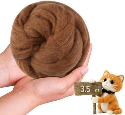Wool Roving-3.5oz Needle Felting Wool, Soft Multi-Color Wool Fiber, Perfect Felting Wool Pure Wool, Chunky Yarn, for DIY Crafts, NeedleFelting Projects,and Artwork (Downtown Brown) by VKEDA