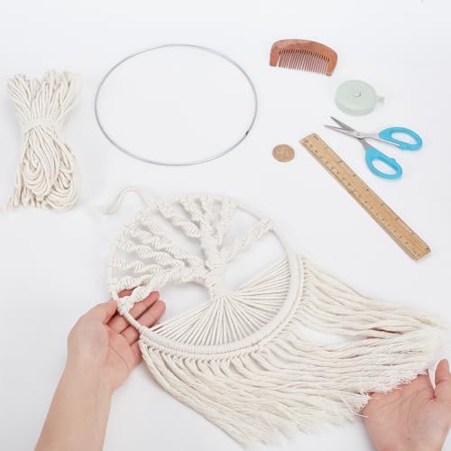 FREEBLOSS DIY Macrame Tree of Life Wall Hanging Kit Macrame Tapestry Wall Hanging Tree of Life Dreamcatcher Wall Hanging Decor for Living Room Macrame Kit for Beginner with Instruction - Image 4