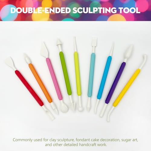 9-Piece Plastic Clay Sculpting Tool Kit – Air-Dry & Polymer Clay Modeling Set with Easy-Grip Handles - Image 2
