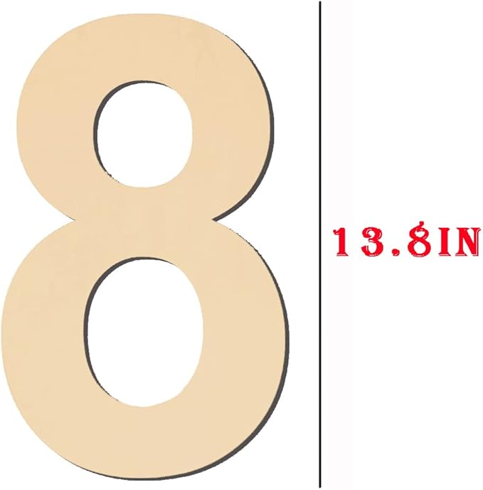 15 Inch Large Wooden Numbers 8, Blank Wood Number 8, Big Unfinished Wooden Numbers for DIY Craft,Large Wooden Number Signs, Larges Wood Numbers for Birthday Wedding Party Decorations
