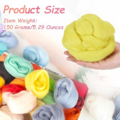 PATIKIL Wool Roving Yarn, 150G/5.3OZ Soft Felting Wool Pure Chunky Roving Yarn Bulk for Needle Felting Knitting Blanket Spinning Weaving DIY Craft, Yellow - Image 2