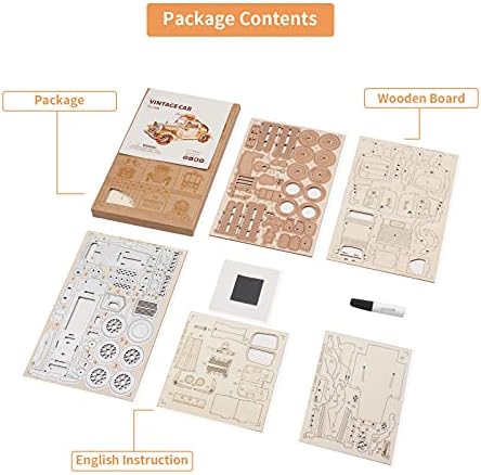 ROBOTIME 3D Wooden Puzzles Car DIY Model Kits to Build Wooden Model Vintage Car Craft Gift for Collection Lover - Image 4