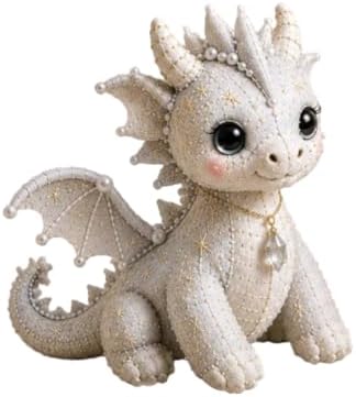 TREBIN Patchwork DIY Sewing Kit for Adults Beginners, Animal Craft Kits, Handmade Beaded Fabric Cover, Sewing Craft Kit for Home Decor Keychain Tissue Box Cover (Pearl Moon Fairies Dragon) - Image 6