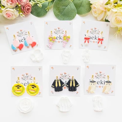 Graduation Polymer Clay Cutters & Stamps Set - 19pcs 0-9 Numbers, GARD/2026 Seals, Owl, Cap, Gown, Balloon for DIY Earring Jewelry, Soft Clay Crafts & Class Party Supplies - Image 5