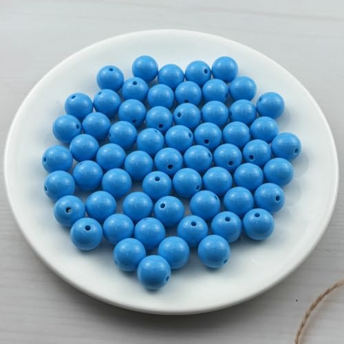 60pcs Acrylic Round Beads for Crafts 14mm Resin Candy Color Spacer Beads with Hole for Jewelry Making Sewing Crafts Decoration Necklaces Bracelets Earrings Supplies(Sky Blue) - Image 2