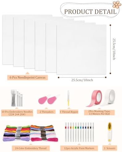 Zplontya 58PCS Needlepoint Canvas Starter Kit for Needlepoint&Cross Stitch - Image 2