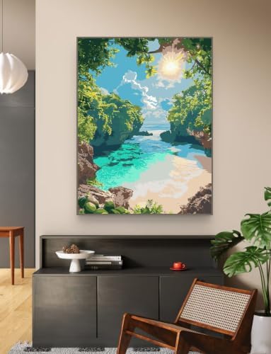 ZRIZQ Landscape Paint by Numbers Kit for Adults Beginner,Beach,16x20 - Image 6