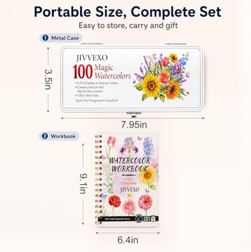 100 Colors Watercolor Paint Set with Watercolor Workbook for Adults - Image 5