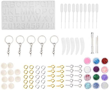 Silicone Mold Resin Jewelry Making Kit, DIY Resin Craft Set with Glitter Powder and Accessories, Reusable Non - for Necklace Pendants and Decor - Image 3