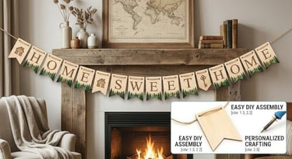 Oojami 50-Pack Unfinished Wood Banner Flags with Twine – Natural Wooden Pennant Ornaments for Crafts, Painting, Wood Burning, and Laser Engraving – Custom Blank Garland Kit for Party & Event Decor - Image 5