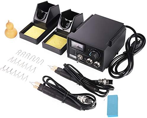 Wood Burning Machine Kit,Dual Pens 110V 60W Premium Quality Pyrography Machine,Digital Temperature Control Wood Burning Detailer with 20 Tips for Wood/Leather/Gourd (Pointer Temperature Display) by TOPCHANCES