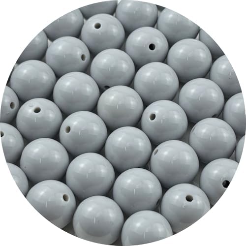 40pcs Acrylic Round Beads for Crafts 16mm Resin Candy Color Spacer Beads with Hole for Jewelry Making Sewing Crafts Decoration Necklaces Bracelets Earrings Supplies(Gray) by Unknown