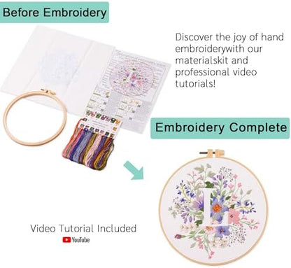 Harimau Letter L Pattern Embroidery Kit for Adult Beginners, Complete Starter Pack with 1 Hoop, Needles, Instruction Guide & Embroidery Stitch Video Tutorials - Image 3