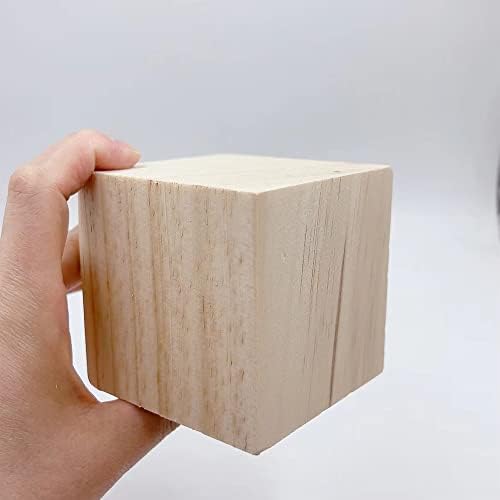 Wood Blocks for Crafts, Large Unfinished Wood Cubes, 3 Inch Natural Wooden Blocks, Pack of 2 Pine Square Blocks for Arts and Crafts and DIY Projects - Image 4