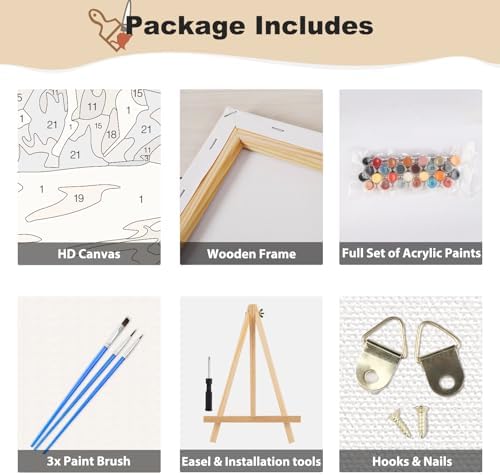 EOBROMD Framed Paint by Numbers Kits for Adults with Wooden Easel, Cat DIY Paint by Numbers Kits for Beginner, Painting on Stretched Canvas, Oil Crafts Home Decor Gift 10x14 Inch - Image 6