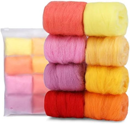 Wonvoc Needle Felting Wool 2.82oz /80g, 8 Colors Wool Roving (Summer) by wonvoc