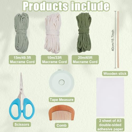 ORIGACH DIY Macrame Leaf Wall Tapestry Kit for Beginners Adults Easy Macrame Leaves Boho Wall Hanging kit for Nursery Living Room Bedroom Decor - Image 2