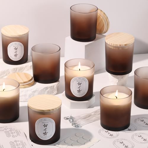 REISEN 12 Pcs 10oz Gradient Amber Candle Jars for Candle Making Kit by Reisen