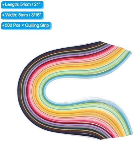 PATIKIL 500pcs Quilling Paper Strips Paper Flowers Quilling Kits 3/16"(5mm) Origami Paper for Adults Beginner Art Craft, 21"(54cm) 50 Colors - Image 2