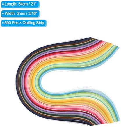 PATIKIL 500pcs Quilling Paper Strips Paper Flowers Quilling Kits 3/16"(5mm) Origami Paper for Adults Beginner Art Craft, 21"(54cm) 50 Colors - Image 2