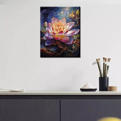 TUMOVO Paint by Number Pink Lotus Flowers DIY Acrylic Painting Kit for Kids Adults Beginner Tropical Floral Canvas Numbers Yoga Craft 16x20 Inch (Without Frame) - Image 3
