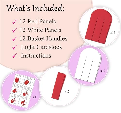 12 DIY Danish Heart Baskets. Precut and Ready to Use, No Tools Needed. Traditional Weaving Paper Craft to Make Julehjerter. Great Home and Classroom Decorations (Red/White Kit) - Image 3