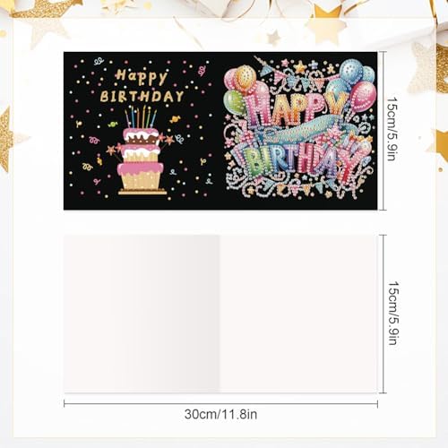 6 Pcs 5D DIY Diamond Painting Greeting Card Kit Birthday Cake, Diamond Art Christmas Birthday Holiday Greeting Card, Art Crafts Kit Creative with Envelope - Image 7