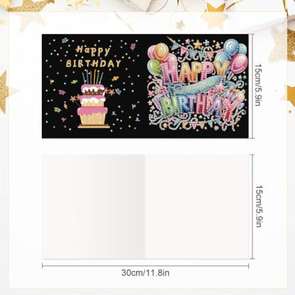 6 Pcs 5D DIY Diamond Painting Greeting Card Kit Birthday Cake, Diamond Art Christmas Birthday Holiday Greeting Card, Art Crafts Kit Creative with Envelope - Image 7