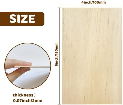 MUXGOA 20 Pcs Wood Sheets,Unfinished Balsa Wood Sheets for Crafts DIY Thin Woodsheet for Wooden DIY Ornaments,Scrabble Tiles,House Aircraft Ship Boat,School Projects(150x100x2mm) - Image 2
