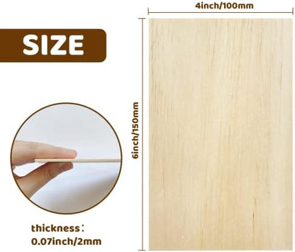 MUXGOA 20 Pcs Wood Sheets,Unfinished Balsa Wood Sheets for Crafts DIY Thin Woodsheet for Wooden DIY Ornaments,Scrabble Tiles,House Aircraft Ship Boat,School Projects(150x100x2mm) - Image 2