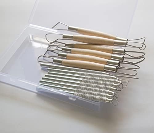 14PCS Ceramic Pottery Clay Ribbon Sculpting Tool Kit with Feather Wire Texture and Needle Detail Tools for Carving,Modeling,by Augernis - Image 3